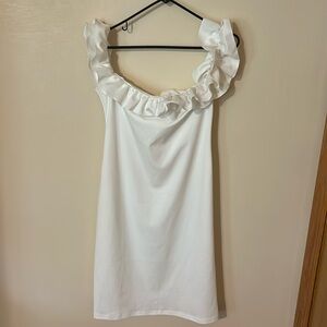 Ruffle Shift White Dress Size XL